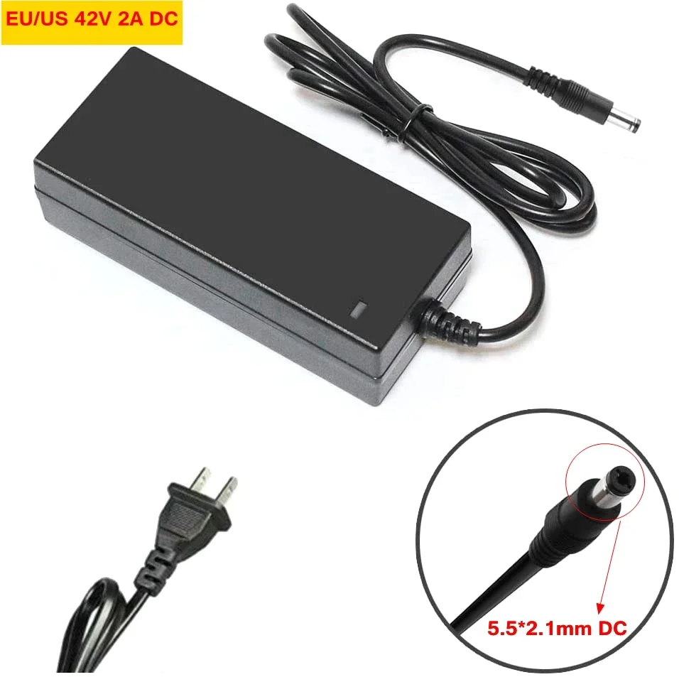 DC 42V 2A Smart Charger DC 5.5X2.1mm For Lithium Battery 36V 10AH 12AH 14AH With EU US Plug 110V 220V image 4
