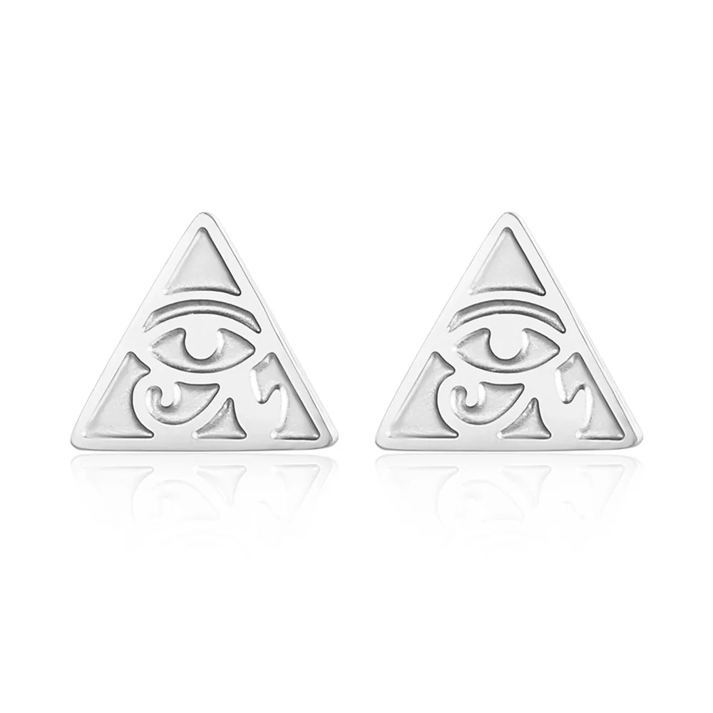 Ancient Egypt Eye of Horus Pyramid Earrings, Vintage Triangle Woman Men Studs Earring,Hip-Hop Jewelry