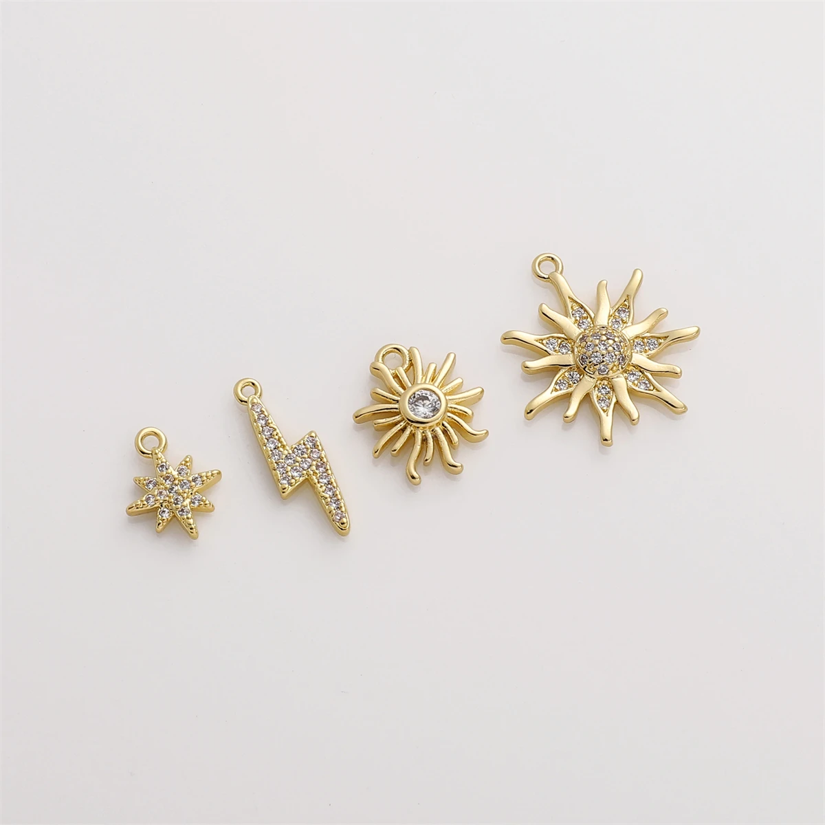 1pc 14K Gold Plated Brass with Zircon Sun Six Pointed Star Charms Pendants for DIY Necklaces Earings Jewelry Making Supplies