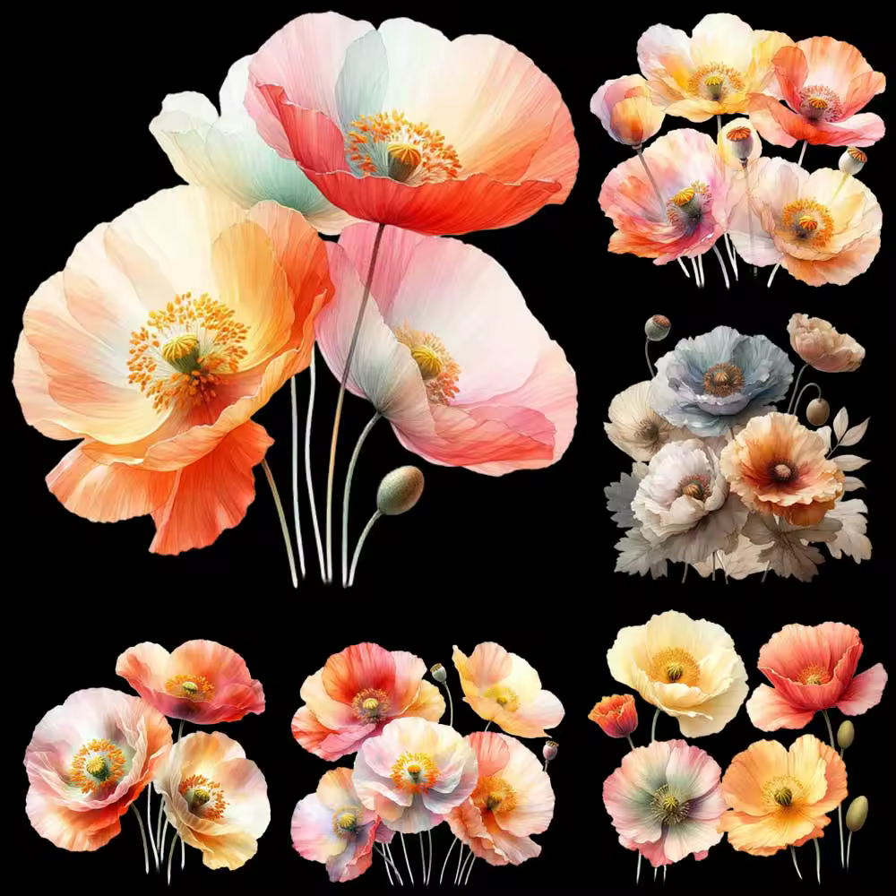 פרחים יפים חדשים להעברה על בגדים DIY רמה A ניתן לשטוף חולצה מדבקת תרמית עיצוב פרחים אבסטרקטיים יצירתיים