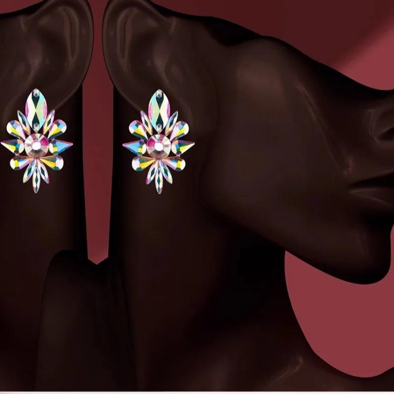 

customized modern dance earrings belly Latin dance black pool competition earrings,original handmade rhinestones