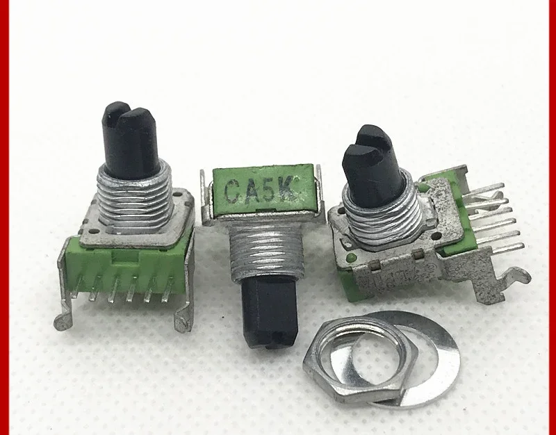 [BELLA]Taiwan ALPHA 142 horizontal double potentiometer CA5K 5K shaft 13MMF 6 feet--10PCS/LOT