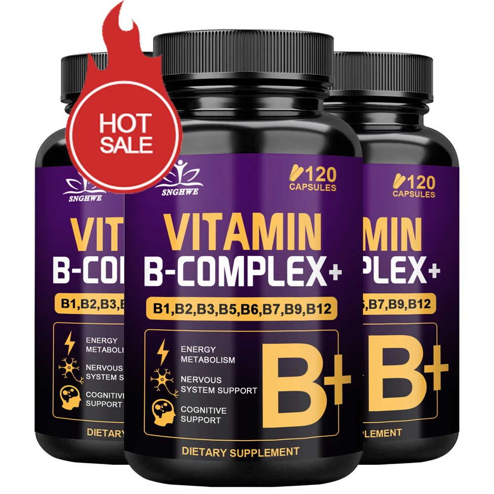 Vitamin B Complex Capsules - Vitamins B12,B1,B2,B3,B5,B6,B9, Energy, Metabolism, Brain, Heart, And Emotional Support Supplements
