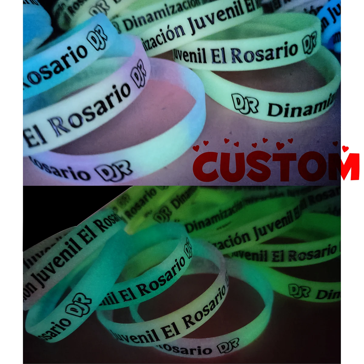 1PCS Luminous Custom Bracelet Customizable Silicone Wristband Personalized Customized Bangles Glowing in the Night