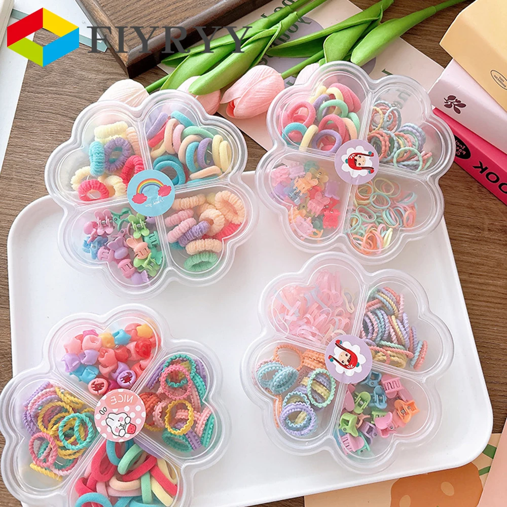 Candy Color Children Girls Hair Tie Accessories Set Gift Box Mini Ties Cute Princess Headbands No Damage Baby Hair Band Headwear