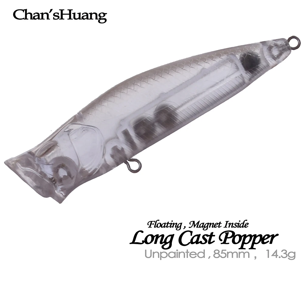 

Chan’sHuang 20PCS Unpainted Blanks Fishing Lure 8.5cm 14.3g Magnet Inside Long Cast Popper DIY Handmade Artificial Bait