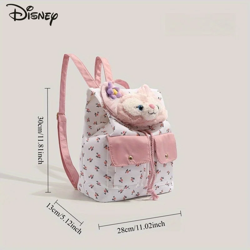 Disney LinaBell Women Cartoon Backpack Large Capacity Casual Bag Adjustable Drawstring Closure Pink Accents Travel Daily Use