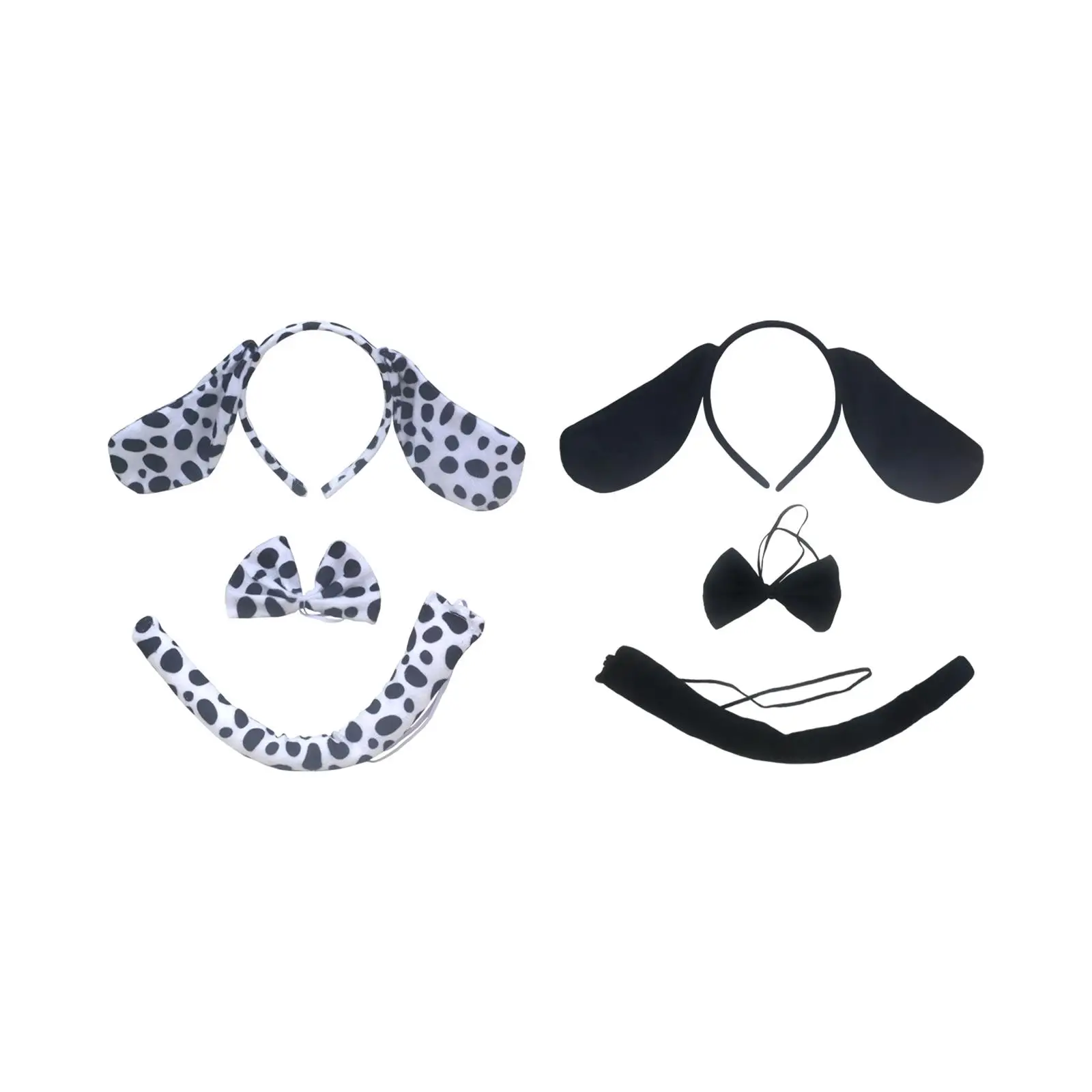 3Pcs Dog Headband Ears and Tail Bow Tie Fancy Dress Costume Kit Accessories for Adults Teens Birthday Parties Cosplay Parties