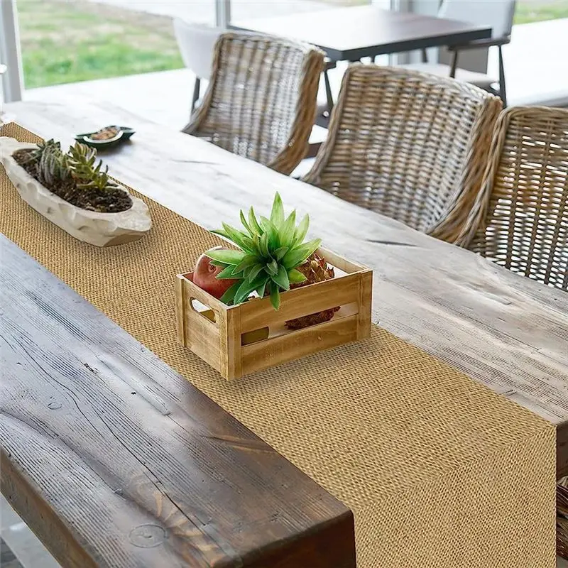 Stable- Natural Burlap Tablecloth, 12 x 72 Inch Rustic Tablecloth and Placemat Bulk, Farmhouse Style Party, Thanksgiving