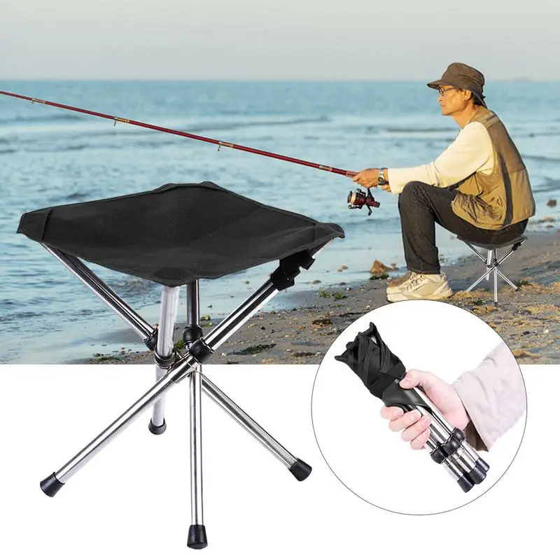 Lightweight Foldable Hiking Fishing Chair 3 Leg Camping Stool Portable Train Subway Stool Oxford Cloth Folding Tripod Stool