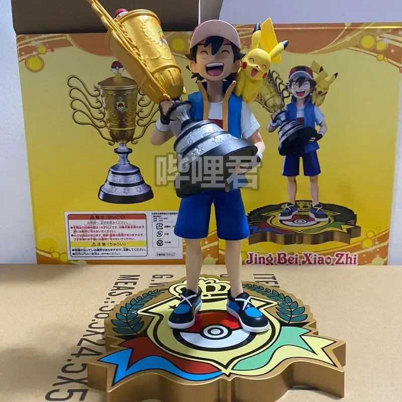 

2024 New 28cm Pokemon Pikachu Champion Ash Ketchum GK Model Cartoon Pvc Collection Anime Figure Model Desktop Ornaments Gifts