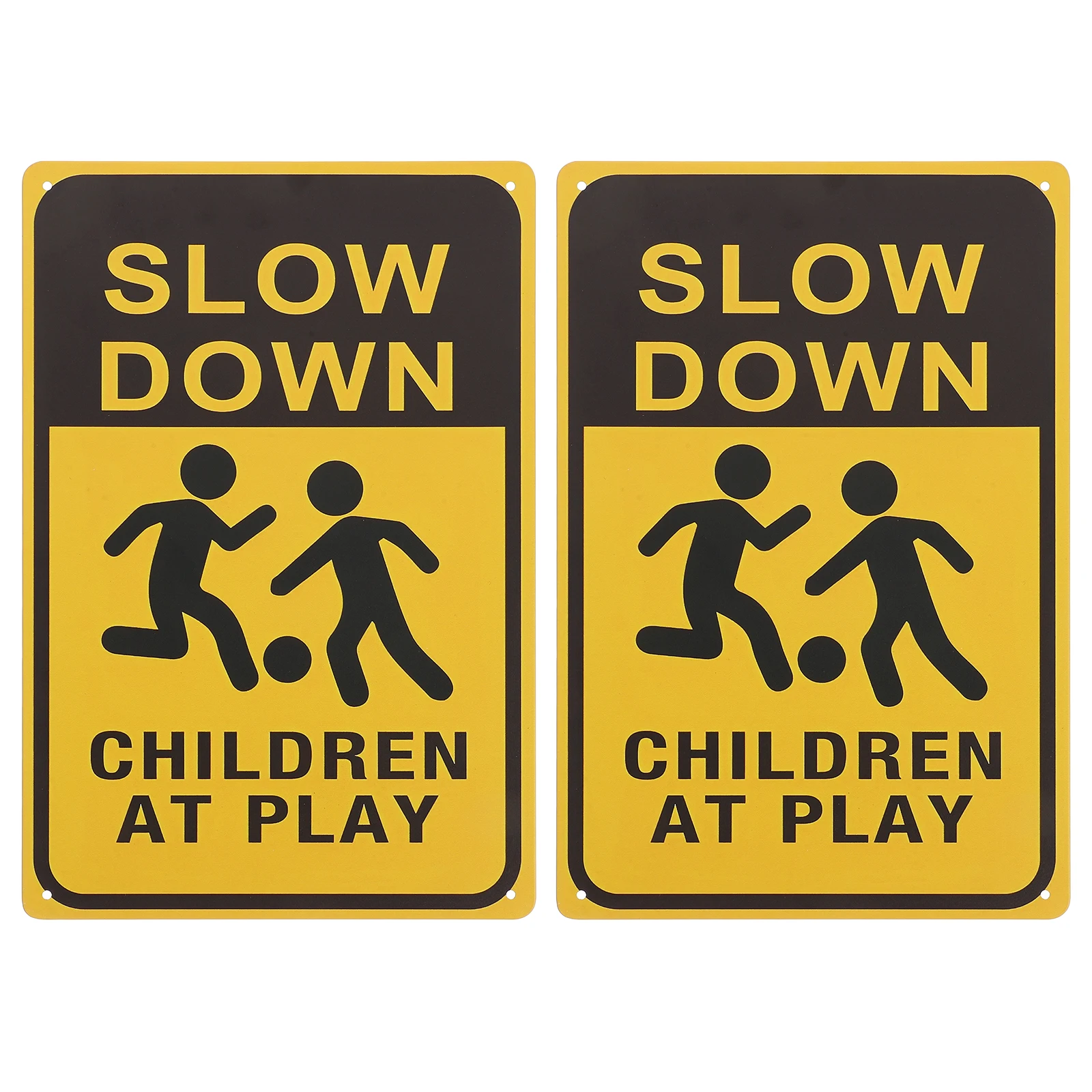 

2pcs Children At At Play Yard Safety Slow Down Caution Warning Metal Street Lawn Neighborhood Alert Sign