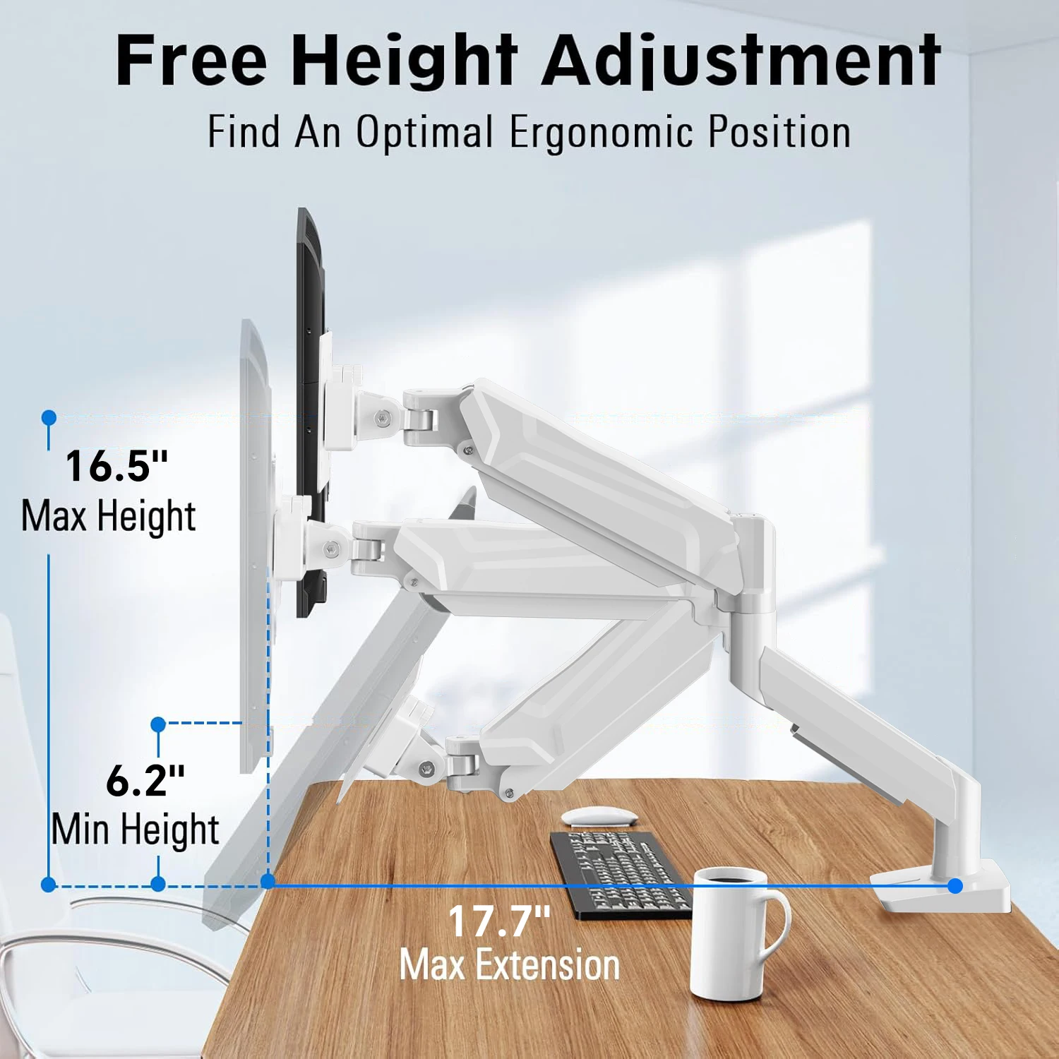 Single Monitor Mount, 13 to 32 Inch Monitor Arm, Adjustable Monitor Stand Vesa Mount with Clamp and Grommet Base up to 19.8 lbs