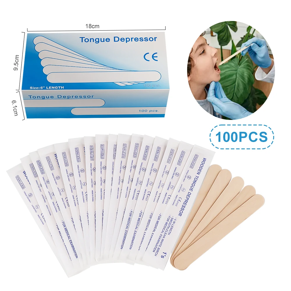 JUNM 30/50/100/200PCS Disposable Tattoo Tongue Depressor Body Waxing Tools Wooden Body Hair Removal Stick Individually Packing