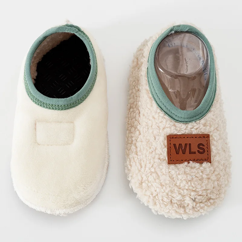 2Pairs Herbst Winter Baby Hausschuhe Kleinkind Plüsch Boden Socken Kinder Weiche Sohle Wanderschuhe Indoor Hause Anti-slip kinder Schuhe – Detail 3