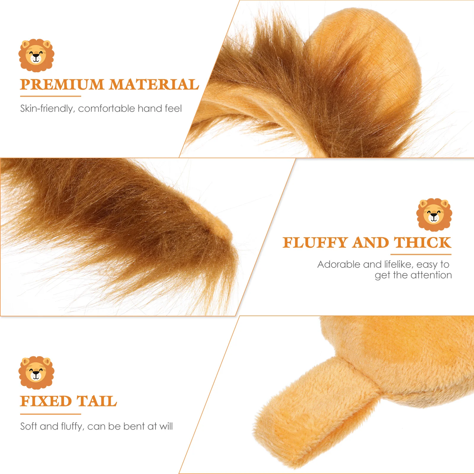 Lion Cosplay Costume Animal Ear Headband Toddler Props Accessory Fur Lovely Halloween Tail Kit