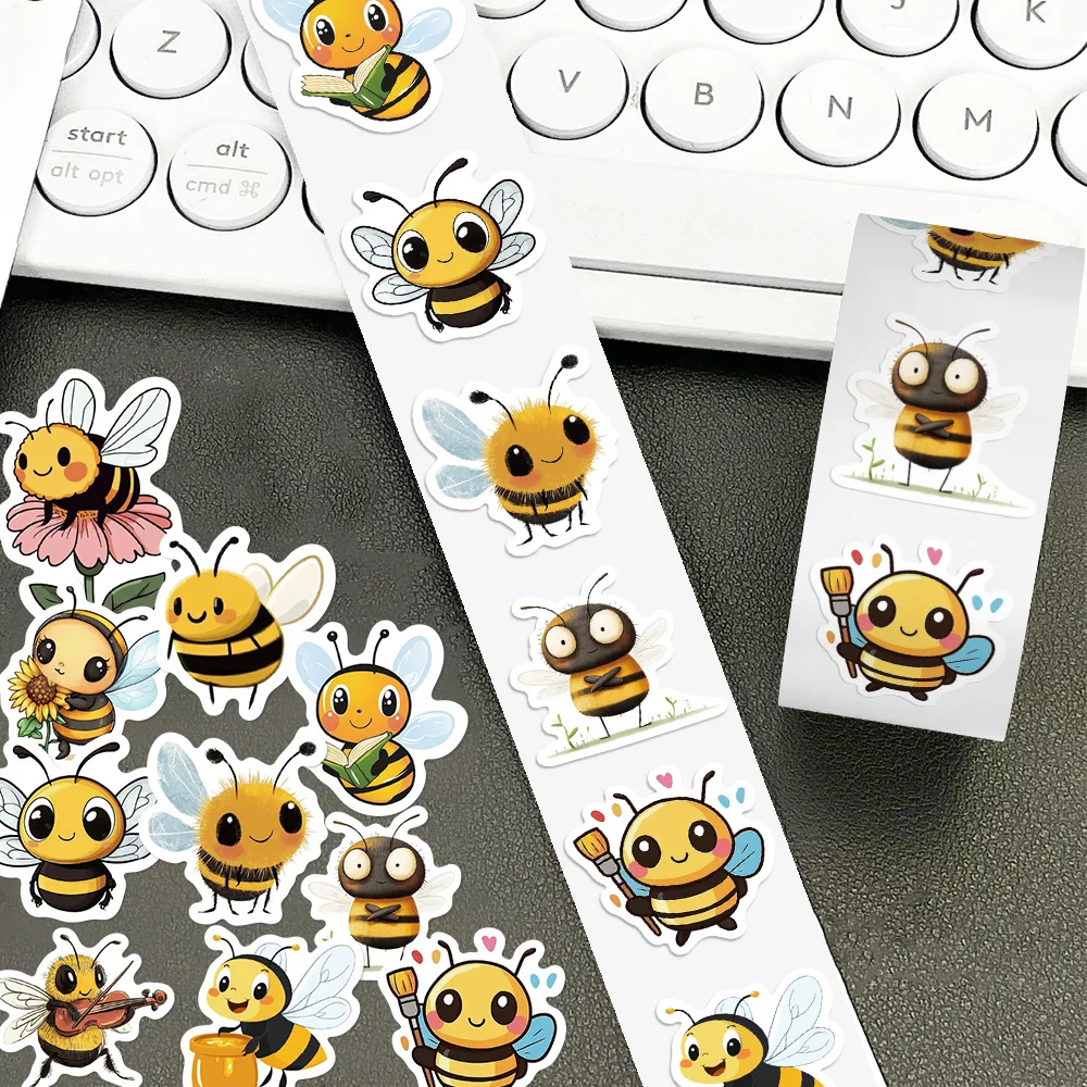 500Pcs/roll Bee Stickers Teacher Reward Stickers Cute Animal Stickers School Supplies Incentives Roll Sticker - view 2
