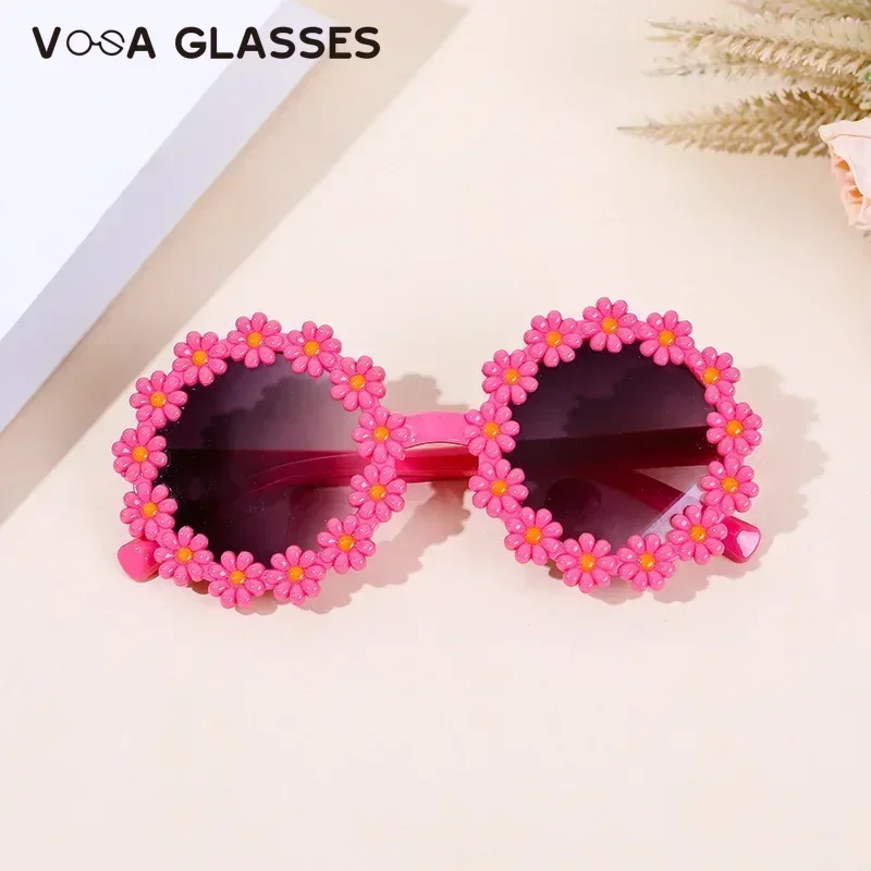 Girl Sunflower Round Flower Cute Ladies Fashion Sun Shade Glasses Children\'s Daisy Sunglasses Child Matching Sunglasses