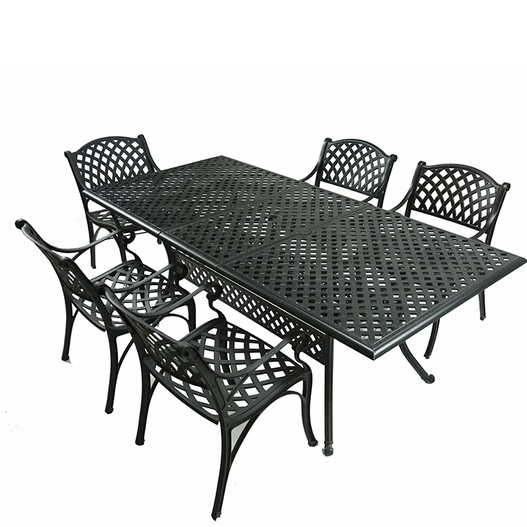 8 Seater Rectangle Cast Aluminum Expandable Table For Garden