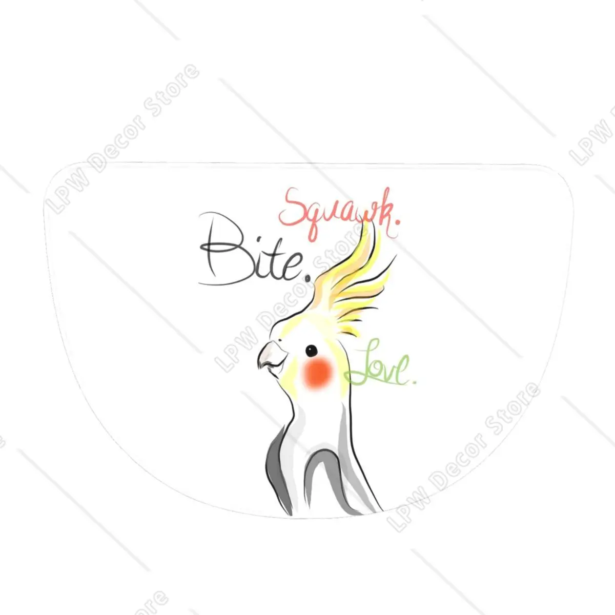 Cockatoo Cockatiel Parrot Squawk Bite Love Flannel Half Round Doormat Non Slip Bathroom Mat Absorbent Floor Carpet for Garage