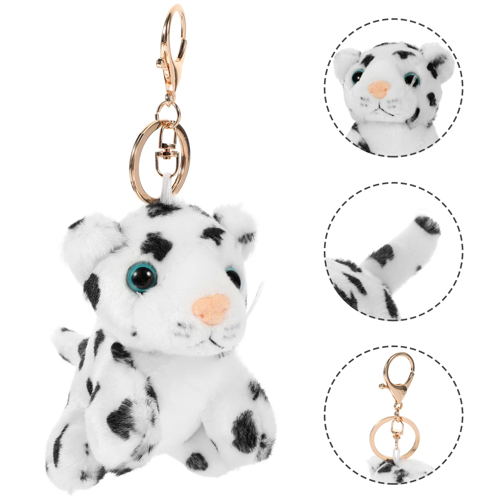 Plush Keychain Keyring Bag Pendant Gift Stuffed Snow Leopard Rings Ornaments Bunny Hanging Charm Keychains