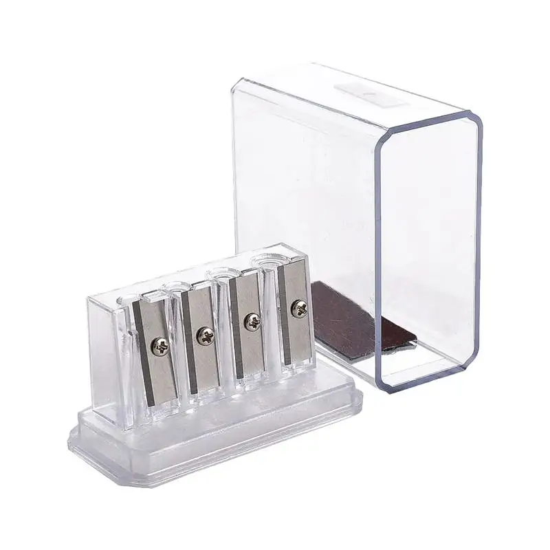 4 Holes sketch Pencil Sharpener with Lid Long Core Lead Drawing Art Multi-functional Manual Sketching Drawing Supplies