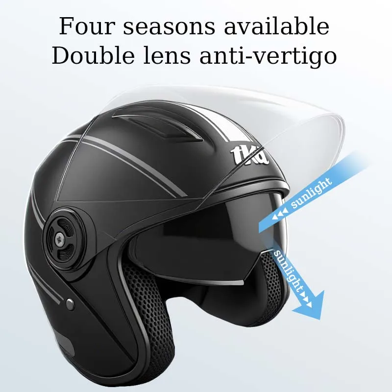 Vintage motorcycle helmet with dual lenses and multifunctional safety helmet for men and women