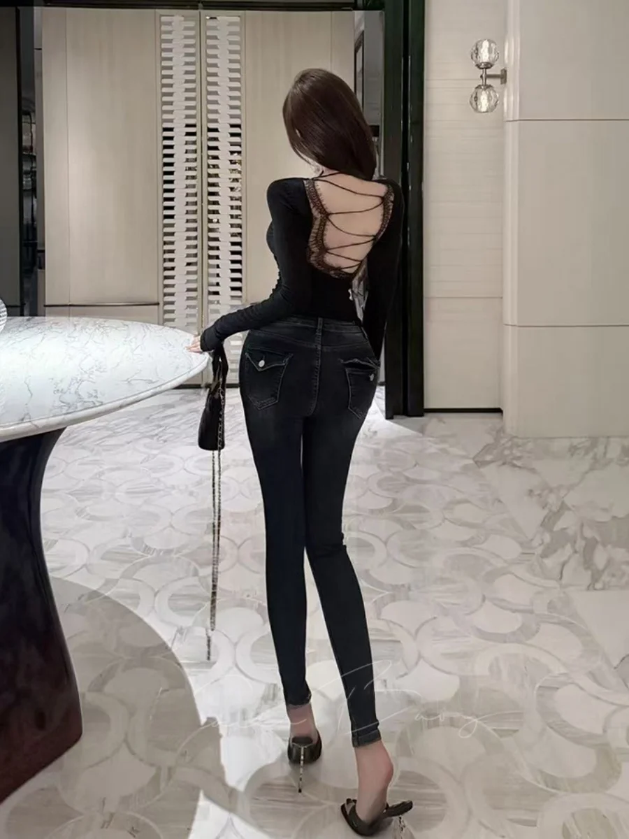 

Женские джинсы с флисовой подкладкой в стиле ретро, облегающие, с высокой талией, из эластичного хлопкового денима, теплые, с эффектом подтяжки ягодиц, для осени и зимы