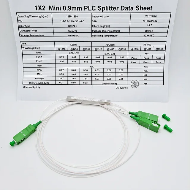 

SC UPC/APC 1X2 PLC Splitter 0.9mm Steel Tube 1m Fiber Optic Splitter FTTH Optical Fiber Connector 50PCS