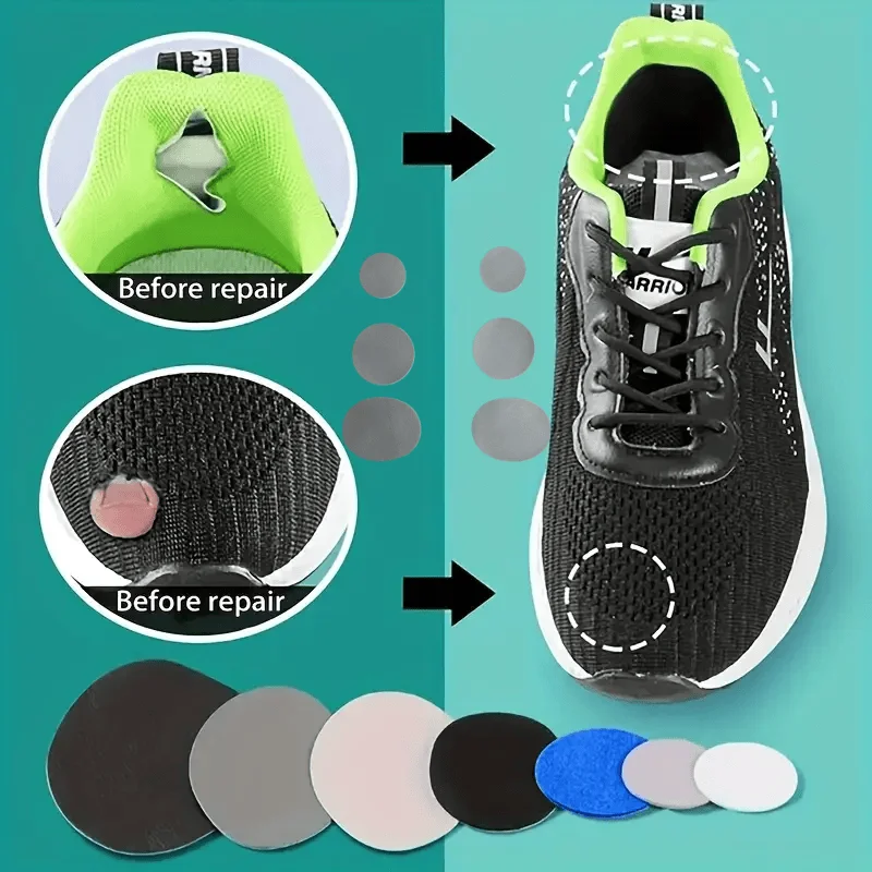 Washable Grey Shoe Mending Patches 6Pcs, Self Adhesive Waterproof Stickers Repair Sneaker Toe Heel Damaged Mesh Holes