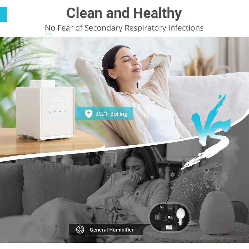 مرطب رذاذ دافئ من الفولاذ المقاوم للصدأ سعة 3 لتر مع وظيفة بخار سهلة التنظيف والدافئ، أجهزة ترطيب رذاذ الهواء الصحية لغرفة النوم والمعيشة