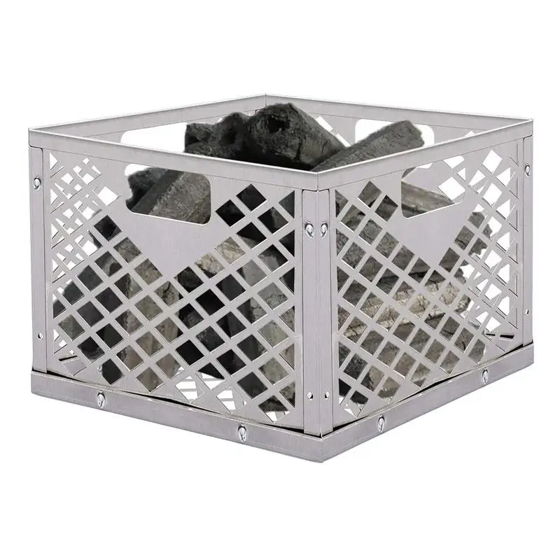 

Charcoal Basket Stainless Steel Offset Smoker Charcoal Firebox Basket with Handle Rust-Proof Grilling Barbeque Stove Accessories