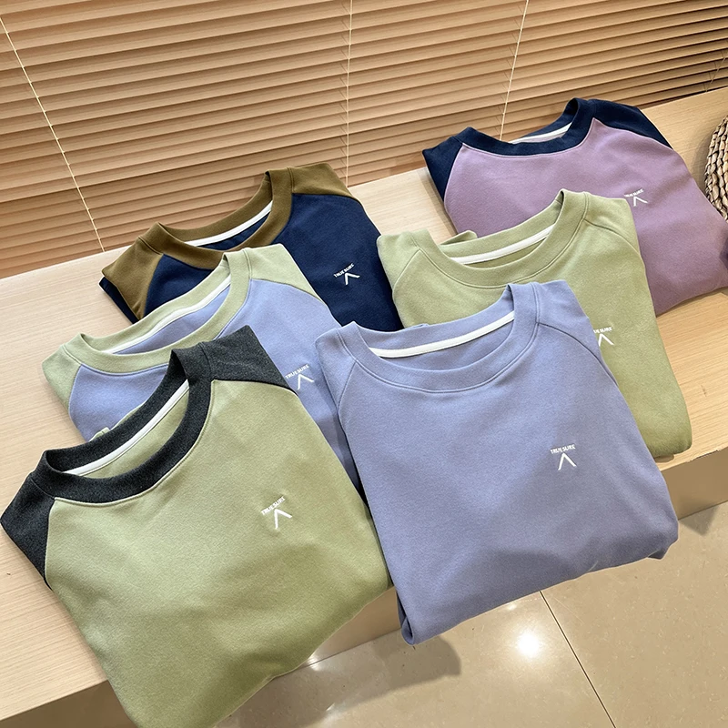 في الهواء الطلق الرياح على الوجهين Fce طويل Sve تي شيرت الأزواج Sle التطريز قاعدة طبقة irt للرجال والنساء