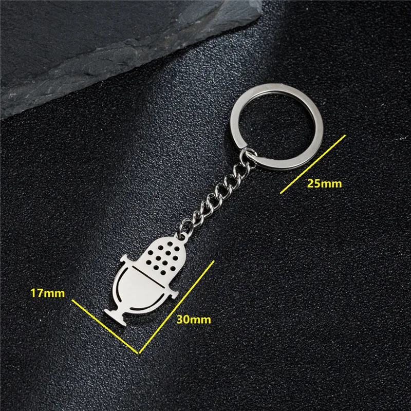 Hip-hop Stainless Steel Microphone Pendant Key Chain Metal Hollow Keyring Girls Music Party Bag Keychains Gifts Accessories