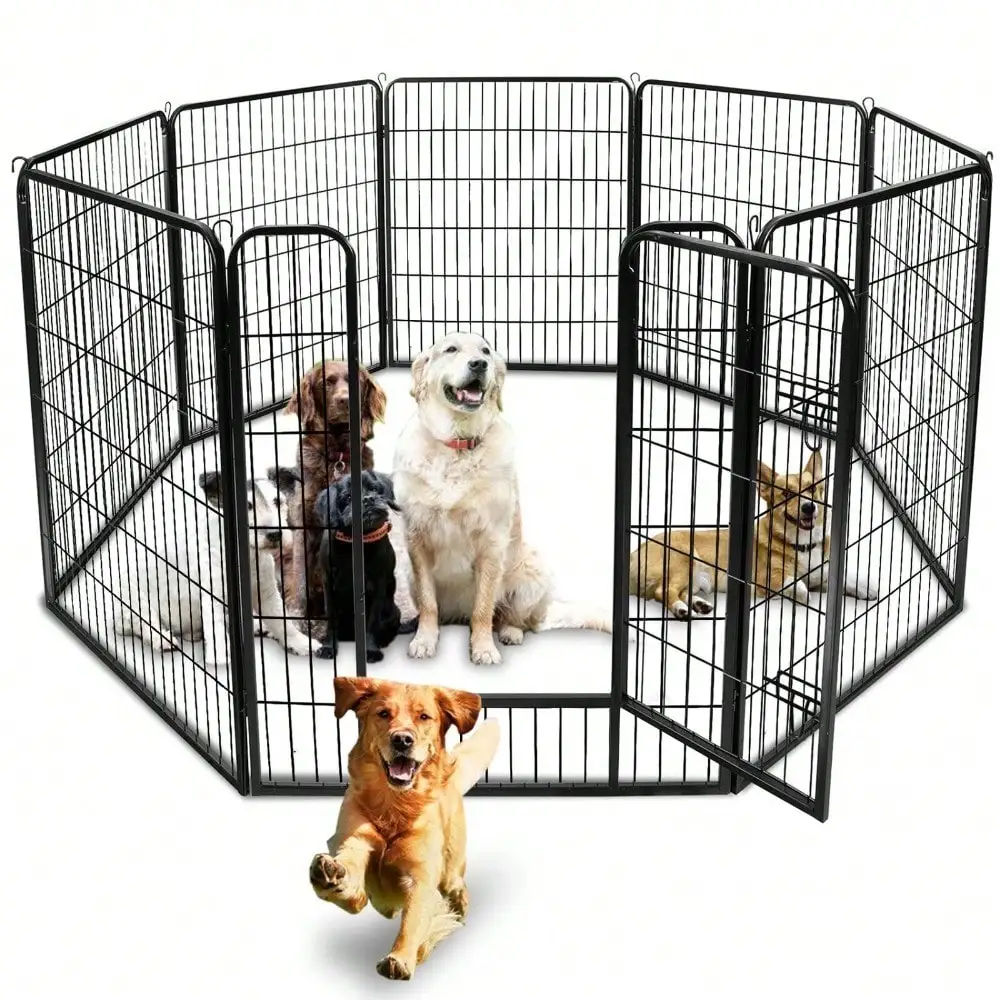 

39" Portable 8 Panels Dog Animal Playpen Fence Cage Kennel Crate Safe for Pets