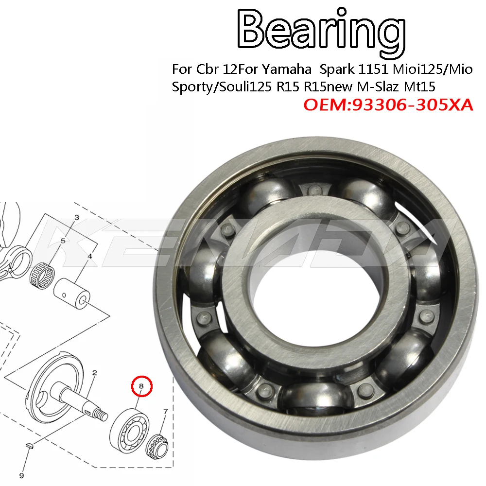 

For Yamaha Spark 1151 Mioi125/Mio Sporty/Souli125 R15 R15new M-Slaz Mt15 Exciter Wr155 Xsr Tzr Vr-R Crankshaft Piston Bearing