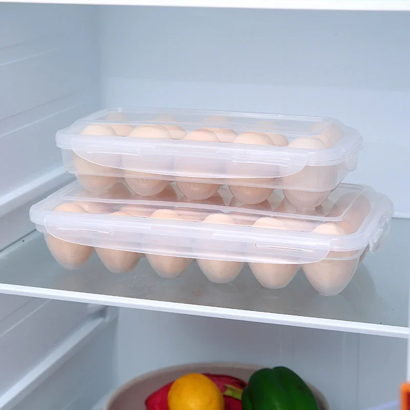 Stackable Egg Storage Box with Lid Transparent Fresh-keeping Egg Tray Multi-compartment Kitchen Refrigerator Egg Organizer