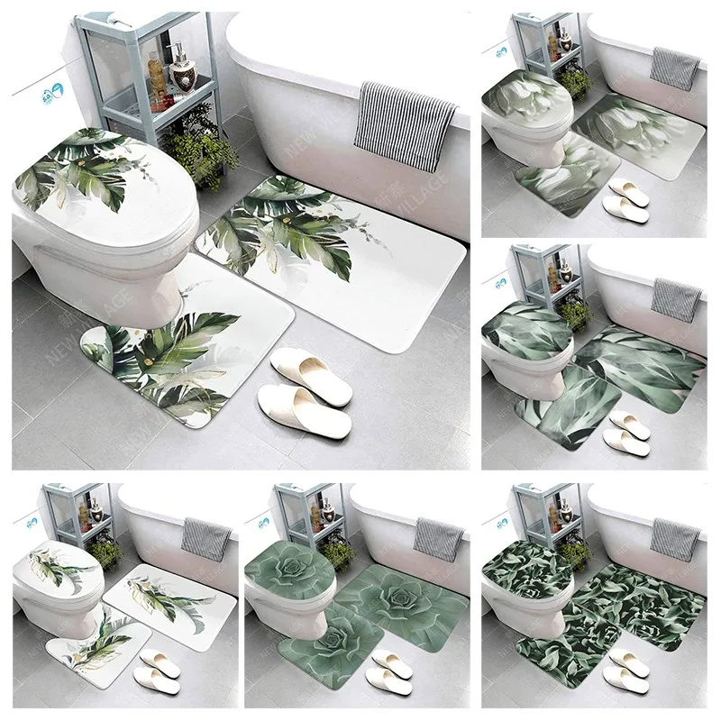 Anti-slip Bath Mat plant Bathroom Rug Shower Mat Decorative Absorbent Foot Mat Entrance Bathtub toilet rug boho Nordic leaf