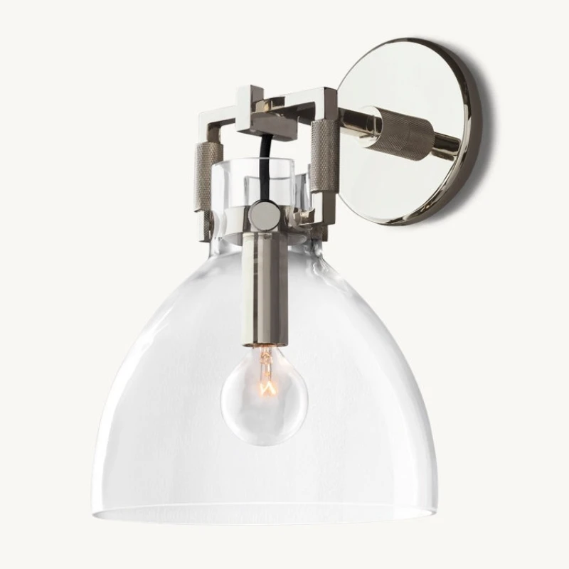 Prosta, w całości miedziana, luksusowa kryształowa lampa ścienna do sypialni, na ścianę przy łóżku, do tła telewizora, lampa ścienna do korytarza.