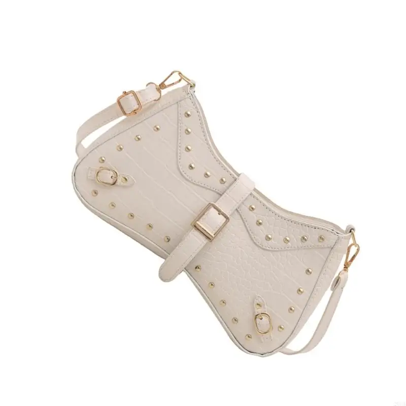 

Women Rivets Shoulder Bag PU Leather Armpit Bag Retro Underarm Bag Commuting Bag Trendy Crossbody Bag for Everyday 20CA