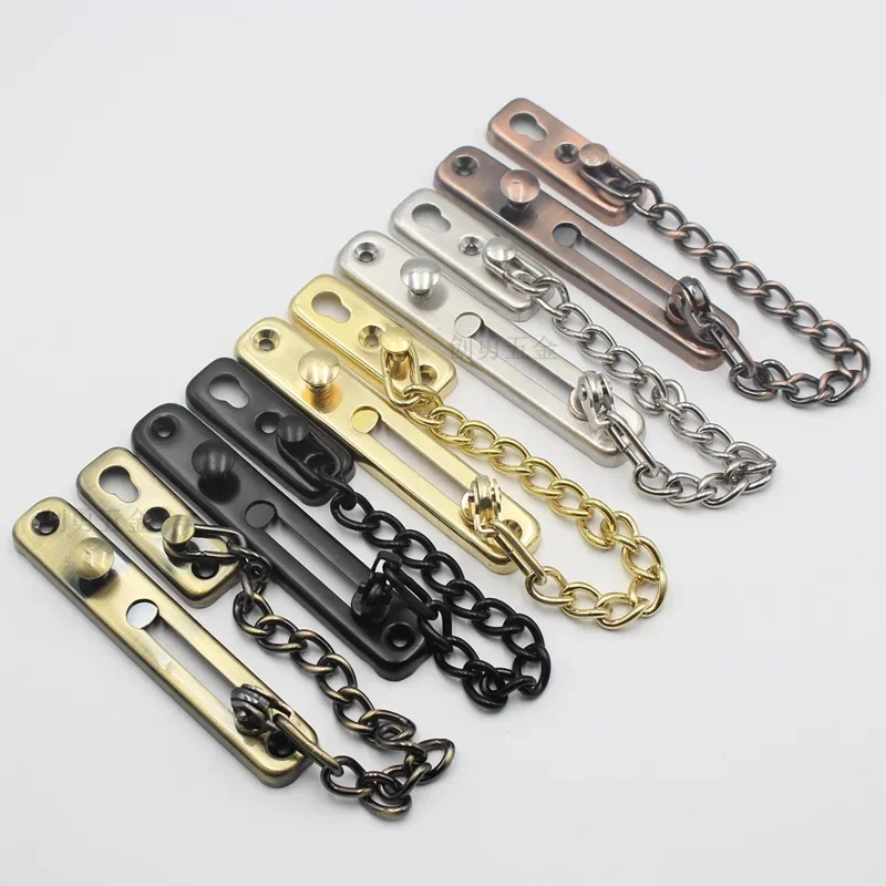 Door Chain Lock Stainless Steel Security Chain Guard With Spring Anti Theft Press Lock Heavy Duty Polished Door Latch With Screw