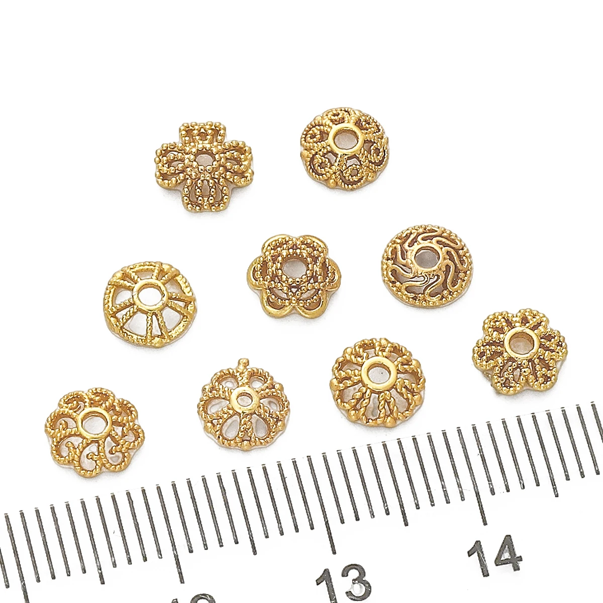 

2PCS Gold Color Metal Hollow Flower Star Filigree Bead Caps Loose Spacer Caps for DIY Earrings Bracelet Jewelry Making Supplies