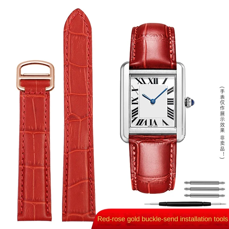 Genuine Leather Strap Replacement For Cartier Tank Solo Men  display picture 3
