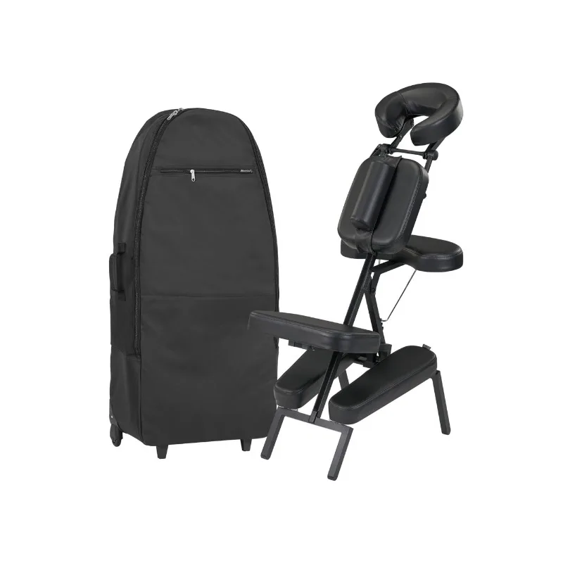 Large Size Portable Massage Chair-Lightweight Aluminum Tattoo Foldable-Sitting Posture Folding Massage Chair-in Black