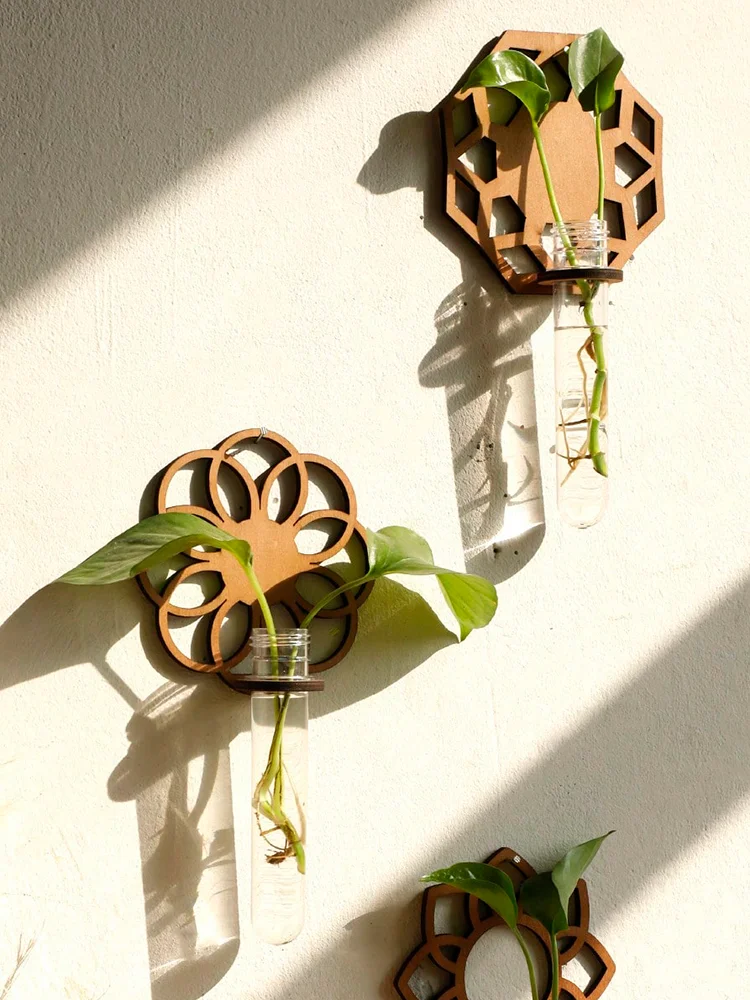 Wall Planters For Indoor Plants Plant Wall Hanging Propagation Station With Wooden Stand Plastic Test Tubes Tiered Planters Gift