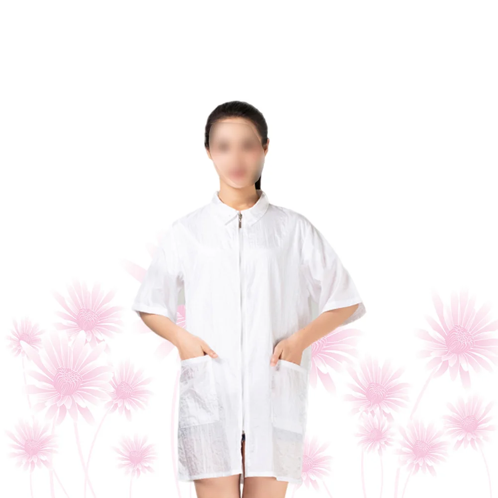 Vêtements de teinture pour cheveux blancs Xl, Simple, manches courtes, conception de fermeture éclair Durable, vêtements pratiques de traitement des cheveux pour hommes et femmes