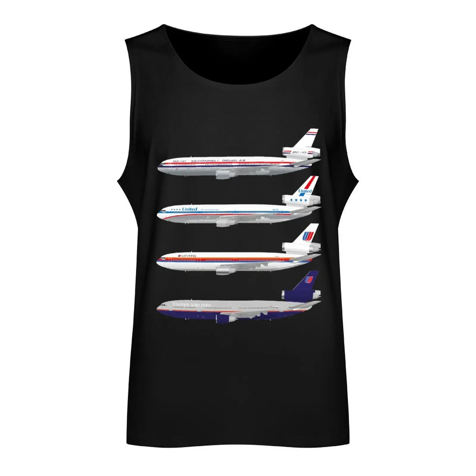 Wings In Uniform - DC-10 - United Airlines - Through The Ages Tank Top men gym Men's gym vest men