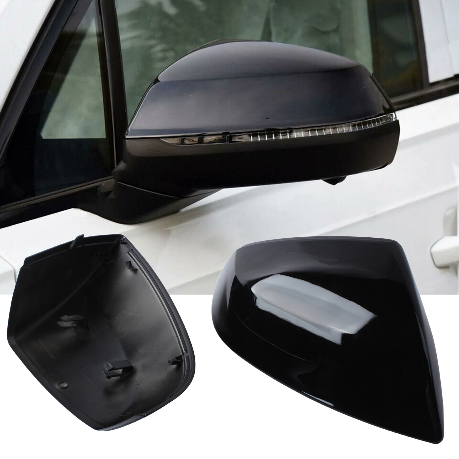 

Rearview Mirror Cover For Audi Q5 Q5L SQ5 FY 18-24 Q7 SQ7 16-24 Gloss Black Exterior Car Rear View Cap Shell Clip On Replacement