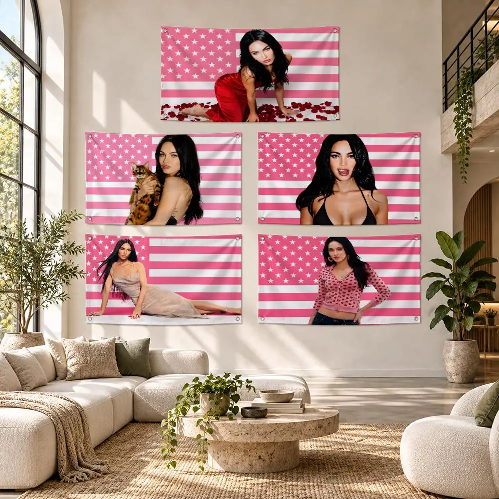 Megan Fox Cool Flags Soft Durable Tapestry Skin-friendly  Outdoor Party Home Living Room Bar Bedroom Decoration