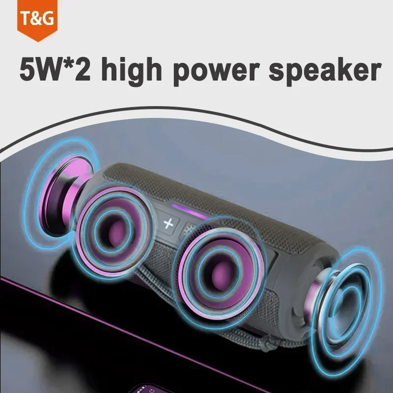 T&G TG365 přenosné Bluetooth reproduktor dvojí bas LED bezdrátový subwoofer vodotěsný outdoorové boombox FM AUX brian wayne transeau TF hudba hráč